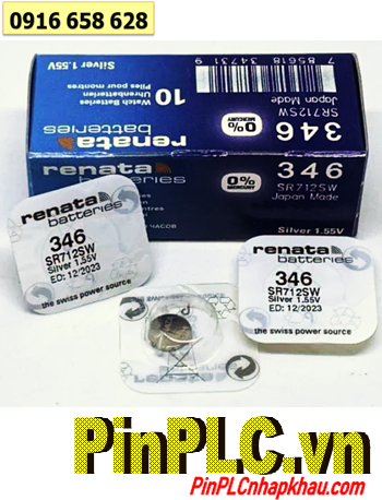 Renata SR712SW _Pin 346; Pin đồng hồ 1.55v Silver Oxide Renata 346 _Pin SR712SW